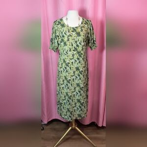 FLT Studio Green Floral Cottagecore Midi Dress Large